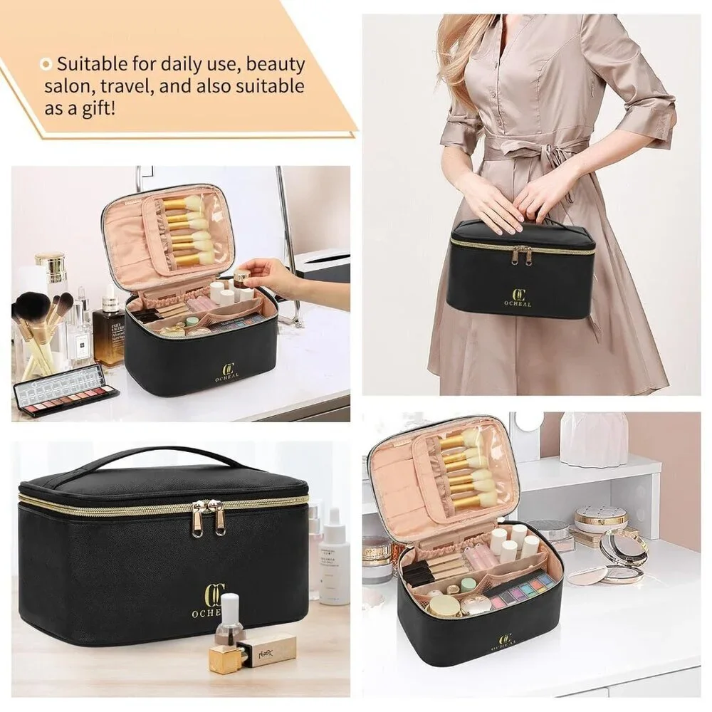 Makeup Bag, Portable Cosmetic Bag, Large Capacity Travel Makeup Case Organizer,